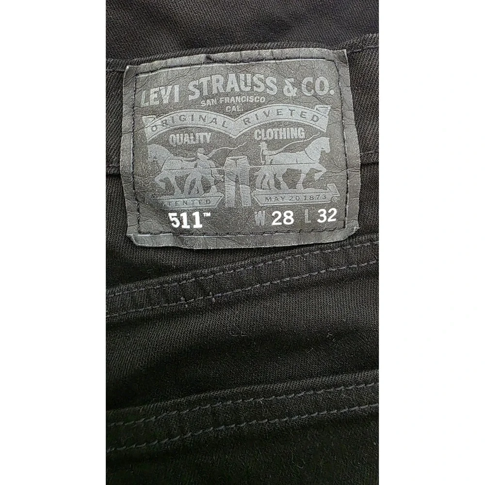 Levis 511 Slim Fit Black Jeans Mens 28x32 Stretch Denim